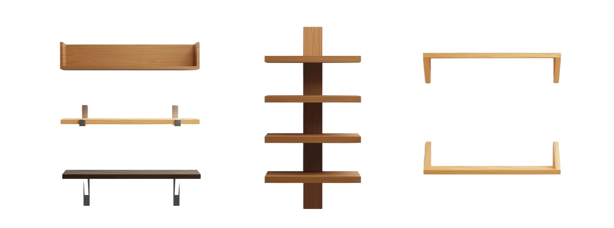 Wooden shelves